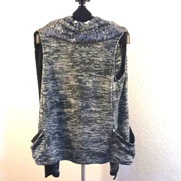 Juicy Couture Cardigan Sweater POCKETS Sz M Long Vest Sequins Modern CIty Vintag - Picture 9 of 15